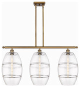 Ballston-Vaz 3-Light 37" Stem Island Light, Brushed Brass, Clear