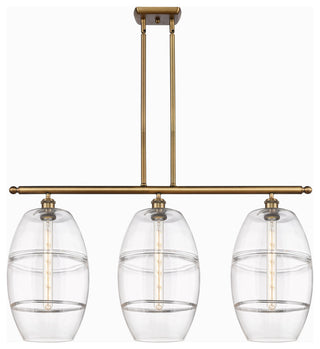 Ballston-Vaz 3-Light 37" Stem Island Light, Brushed Brass, Clear