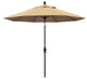 9' Matted Black Collar Tilt Lift Fiberglass Rib Aluminum Umbrella, Pacifica, Beige