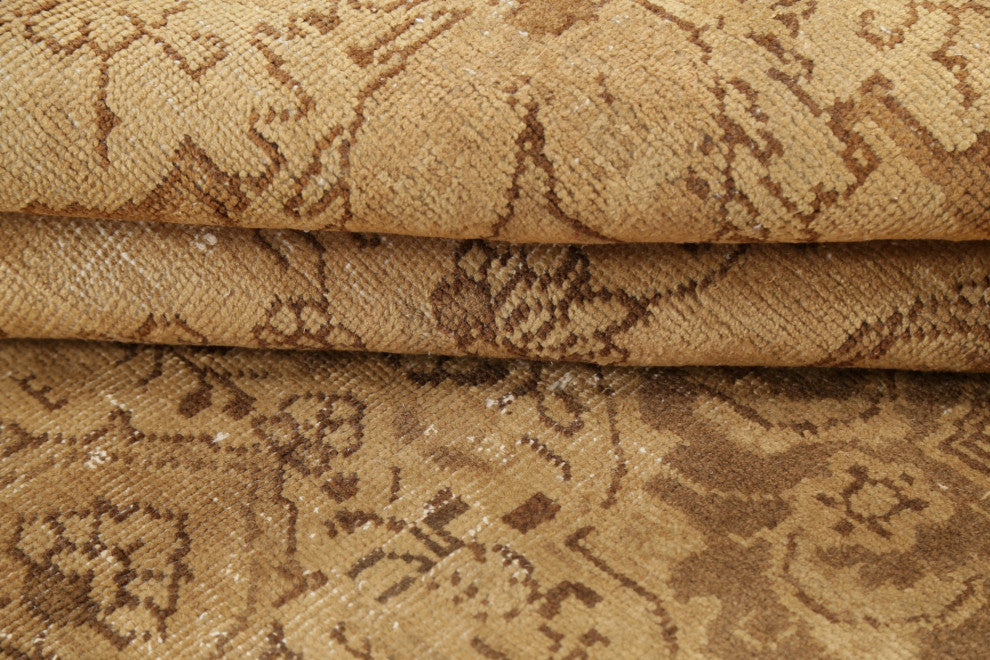 Consigned, Faded Persian Traditional Handmade Vintage-Style Area Rug, Brown, 6x8