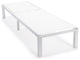 LeisureMod Marlin White Patio Chaise Lounge Chair with Fire Pit Table, White
