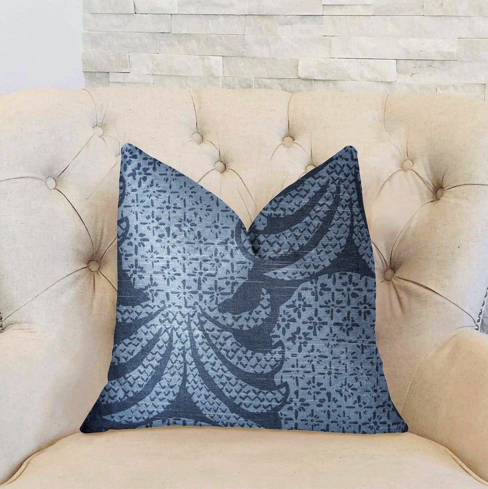 Pineapple Crush Blue and Black Luxury Throw Pillow, 18"x18"