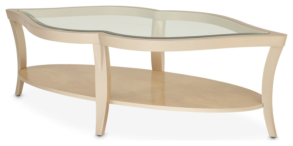 Malibu Crest Glass Cocktail Table - Chardonnay