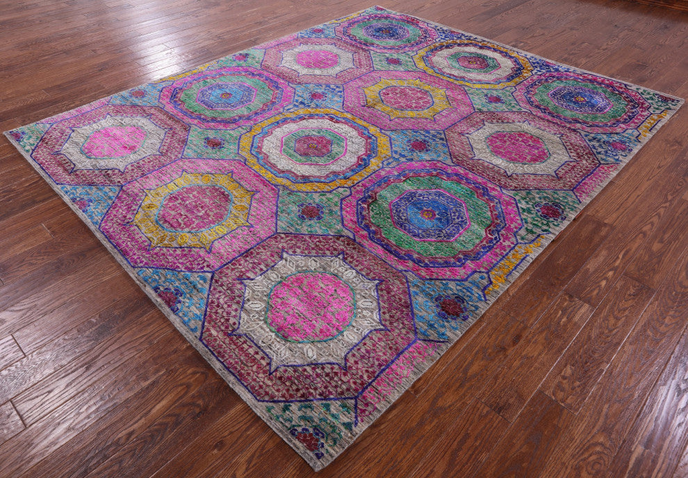 8' 2" X 9' 11" Mamluk Hand Knotted Wool & Silk Rug - Q13727
