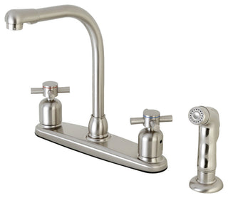 8" Centerset Kitchen Faucet, Sprayer, Brushed Nickel