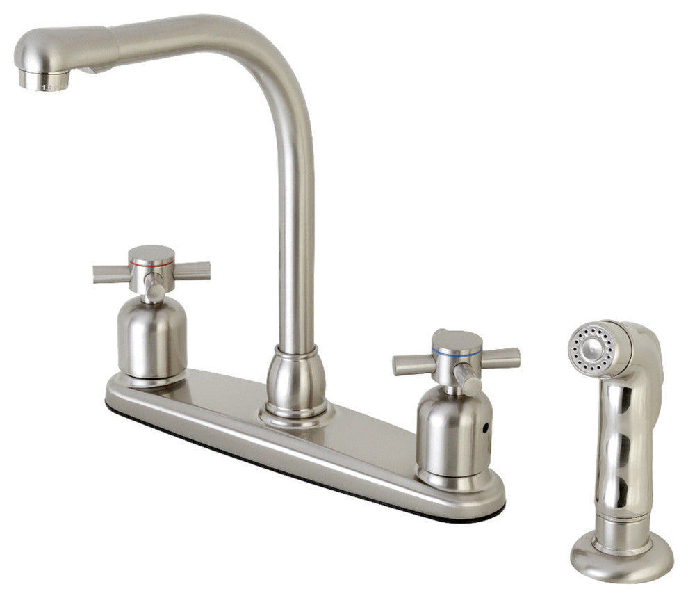 8" Centerset Kitchen Faucet, Sprayer, Brushed Nickel