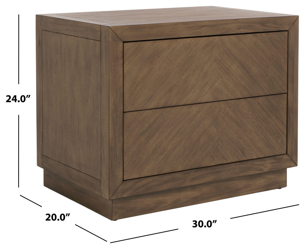 Safavieh Couture Steve 2 Drawer Wood Nightstand, Brown