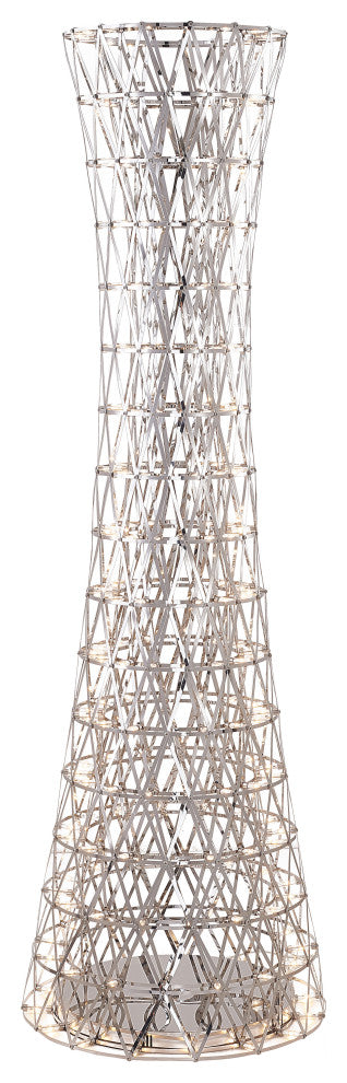 LED Silver Geometric Cage Floor Lamp, Chrome