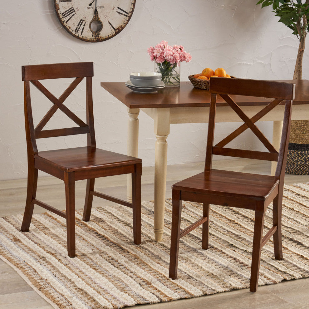Heather Farmhouse Acacia Wood Dining Chair, Set of 2