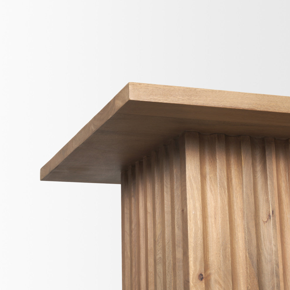 June Light Brown Wood With Fluting Square Side Table