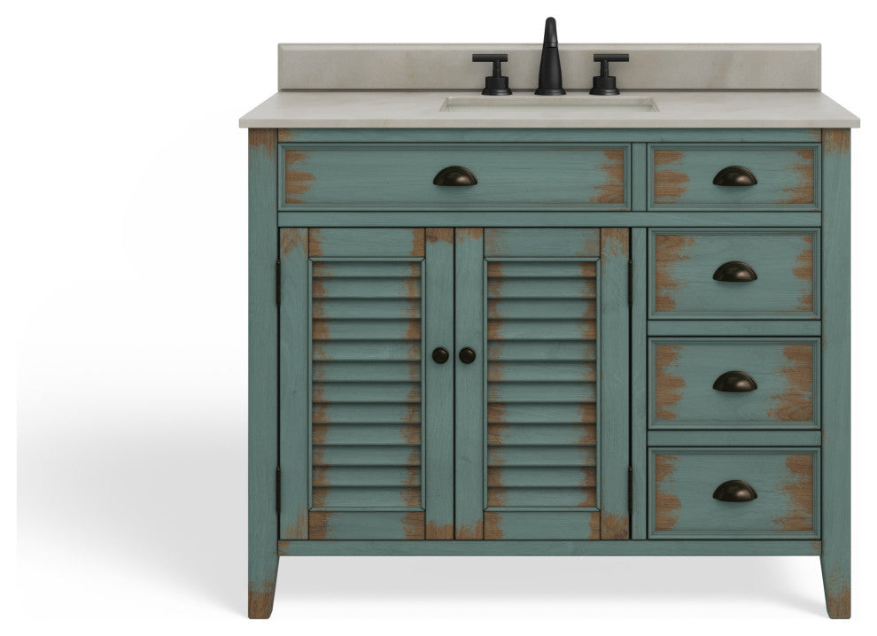 The Calusa Bathroom Vanity, Turquoise, 42", Single Sink, Freestanding