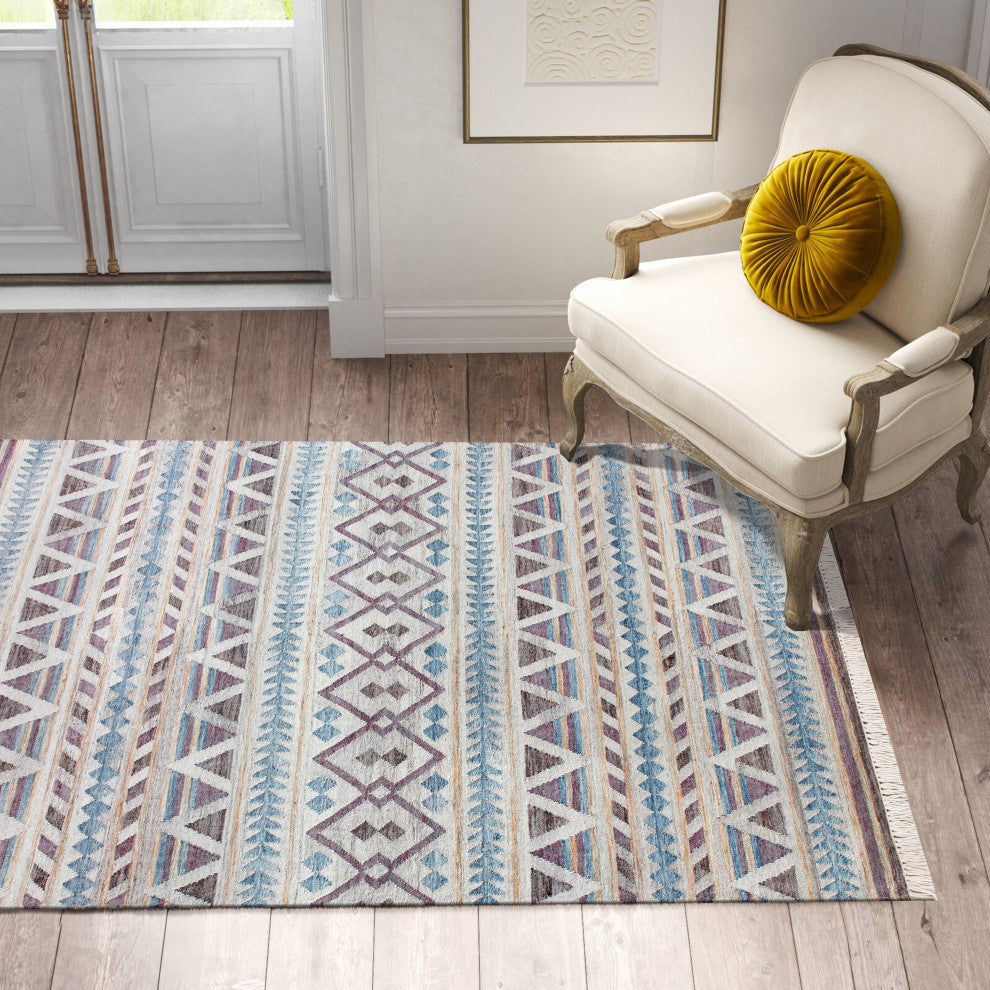 Diamond Dynasty Handwoven Jute and Cotton Dhurrie Area Rug, 2' X 3'