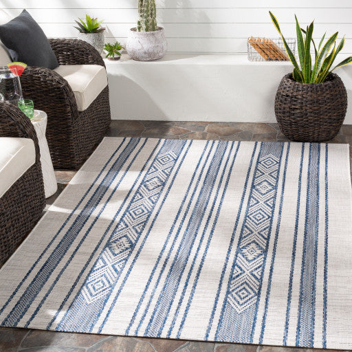 Surya Eagean EAG-2351 2'7"x12' Rug, Bright Blue/Navy/Pale Blue/White