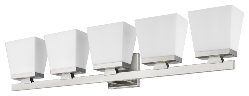 Zlite 1937-5V-BN 5-Light Vanity, Etched Opal