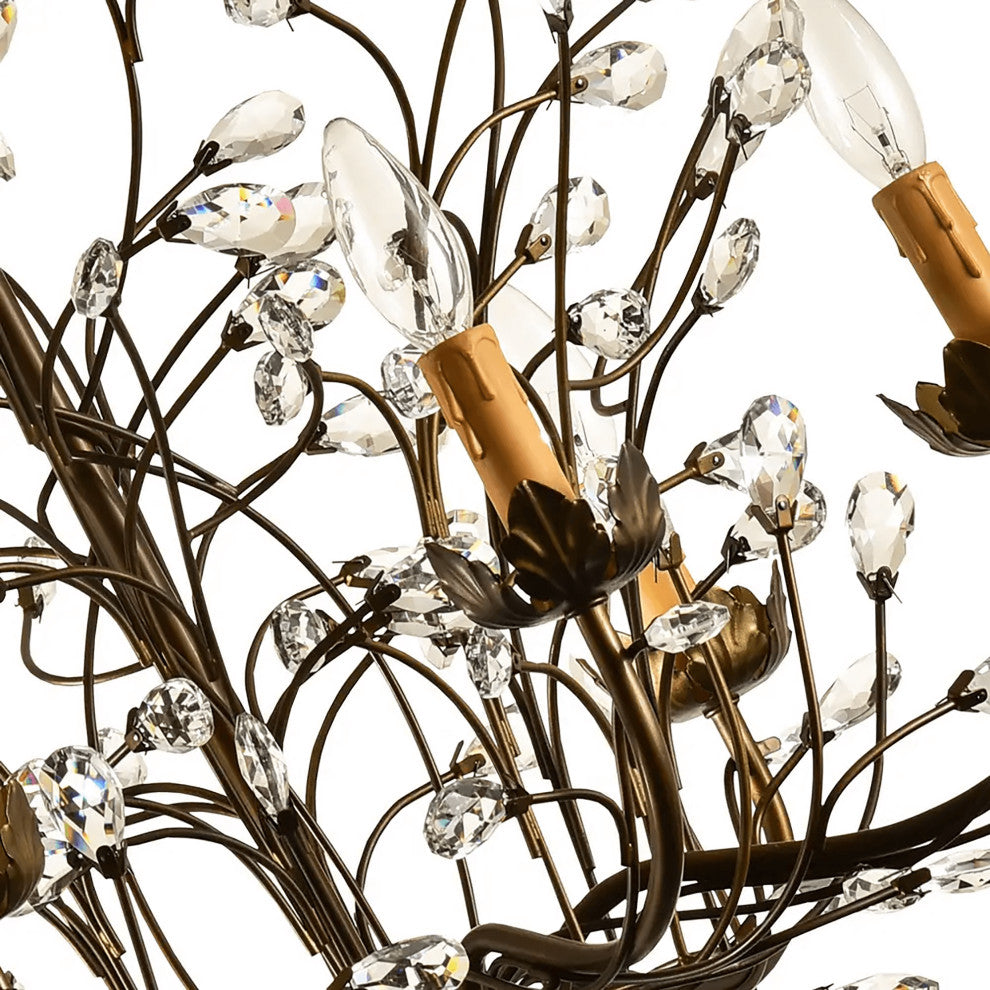 Silvia Antique Bronze 6-light Crystal and Iron Chandelier