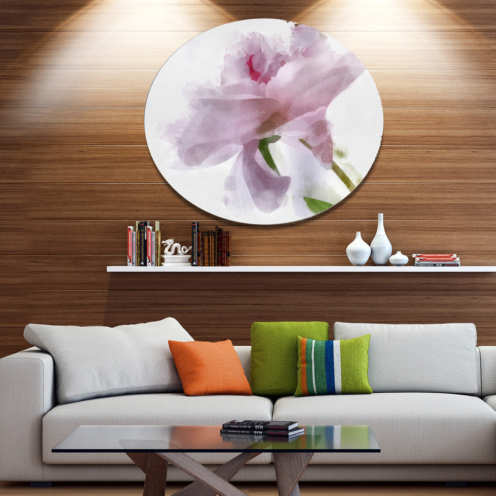 Light Blue Flower With Paint Splashes, Floral Disc Metal Wall Art, 36"