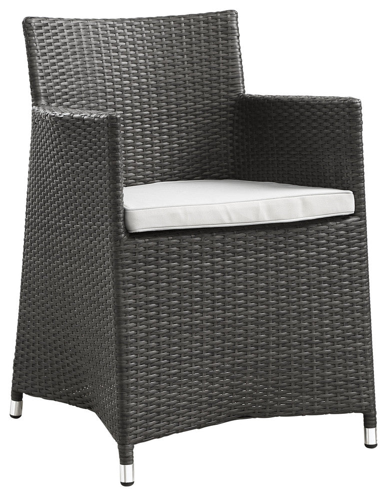 Modern Urban Contemporary Outdoor Patio Armchair, Brown White Plastic