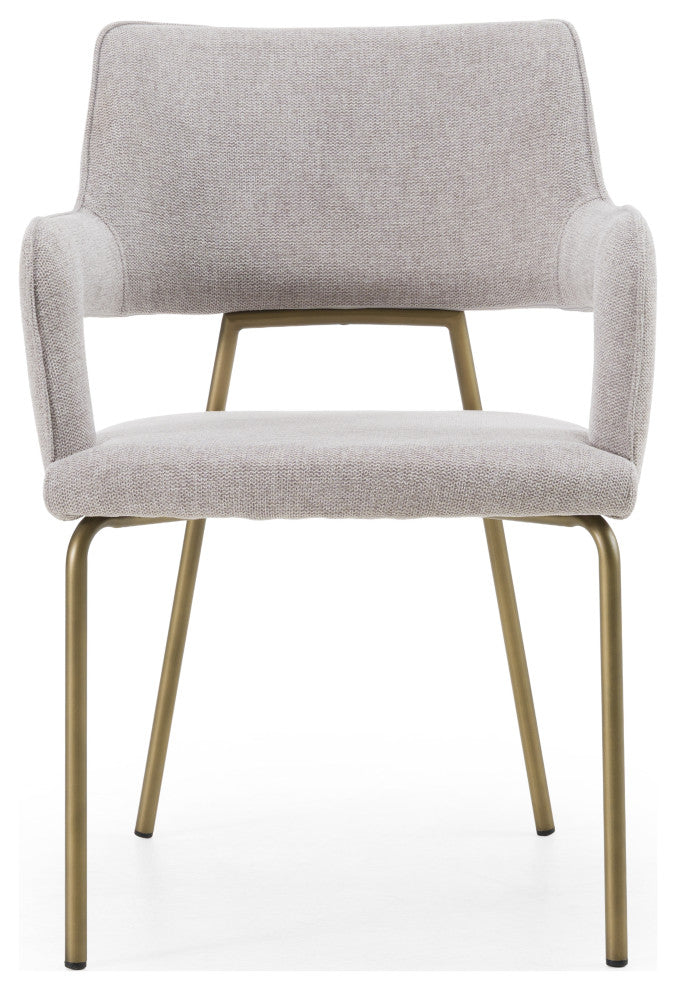 Modrest Childers Modern Grey Fabric + Antique Brass Dining Chair