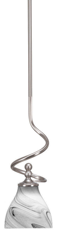Capri 1-Light Mini Pendant with Hang Straight Swivel, Brushed Nickel/Onyx Swirl