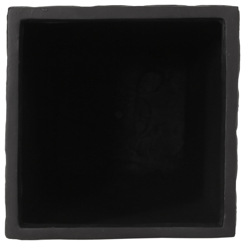 Beadles Outdoor Large and Medium Cast Stone Planters, Set of 2, Matte Black