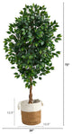 6' Ficus Faux Tree With Natural Trunk, Handmade Natural Jute and Cotton Planter