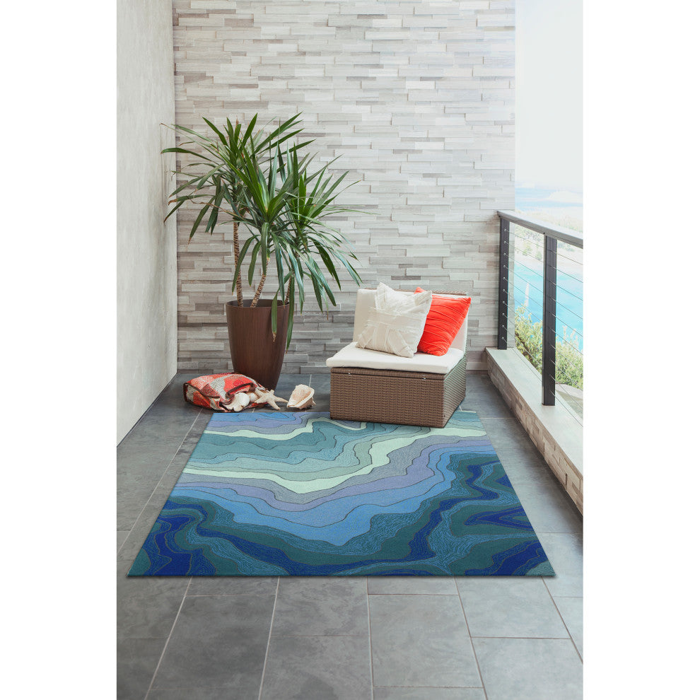 Ravella Mykonos Indoor/Outdoor Rug, Water, 7'6"x9'6"