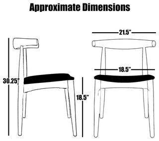 Set of 2 Modern Wooden Dining Chairs, PU Leather or Beige Fabric Seat, Black/Beige, Unassembled