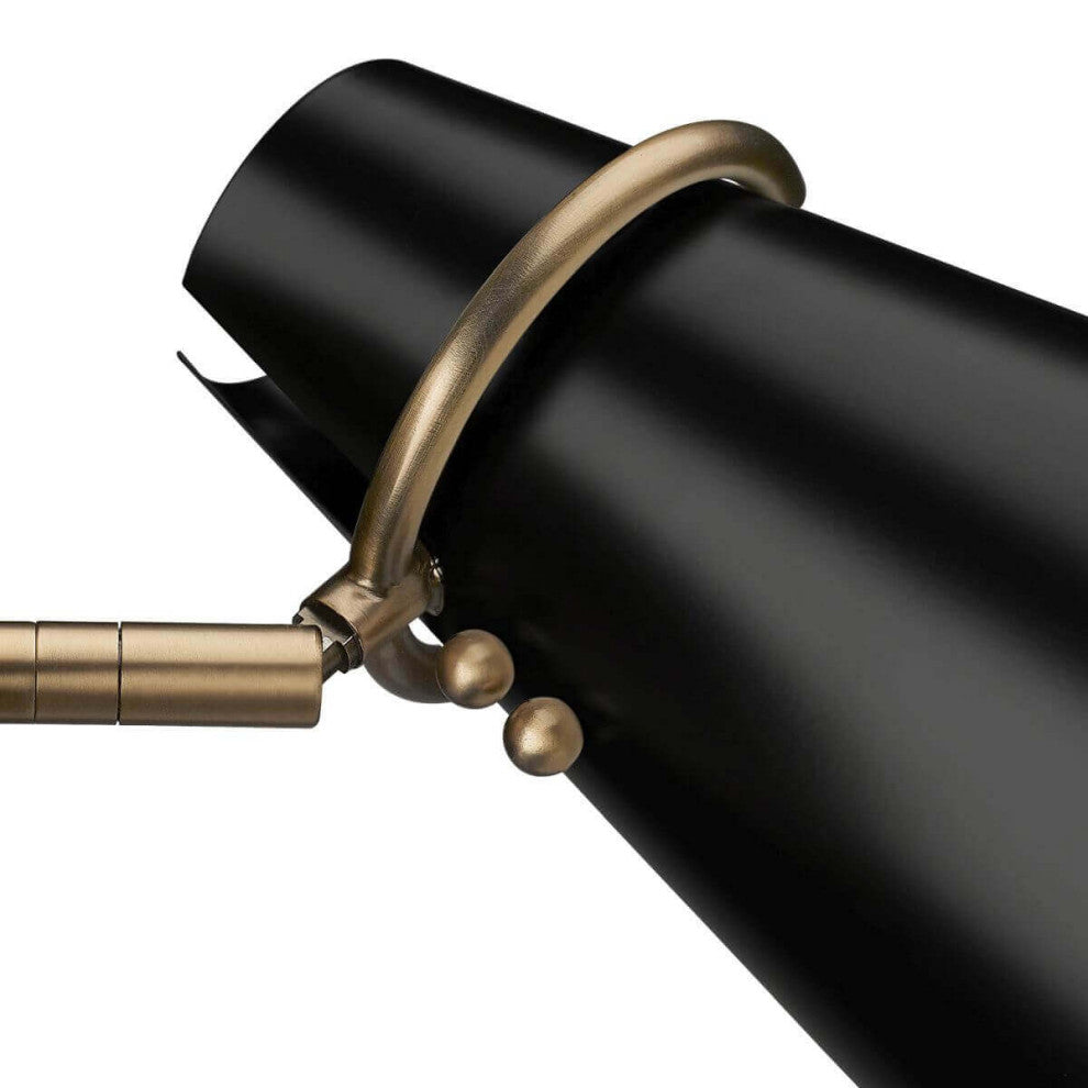 3 Light 26" Bath Vanity Light, Modern Brass With Matte Black Shade
