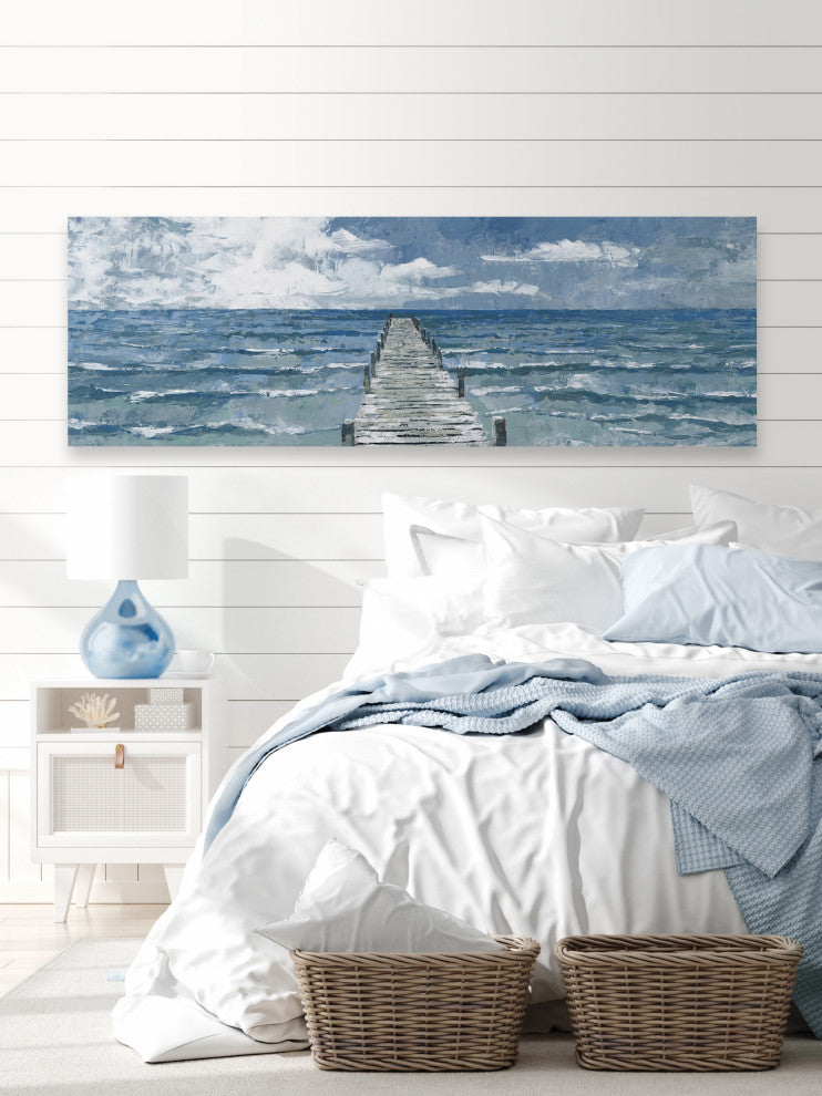 "Rough Sea Waves" Painting Print on Wrapped Canvas, 45x15