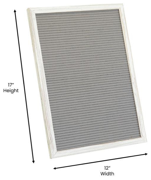 Gracie Felt Letter Board with Wooden Frame Set with Canvas Carrying Case, White Wash/Gray, 12x17