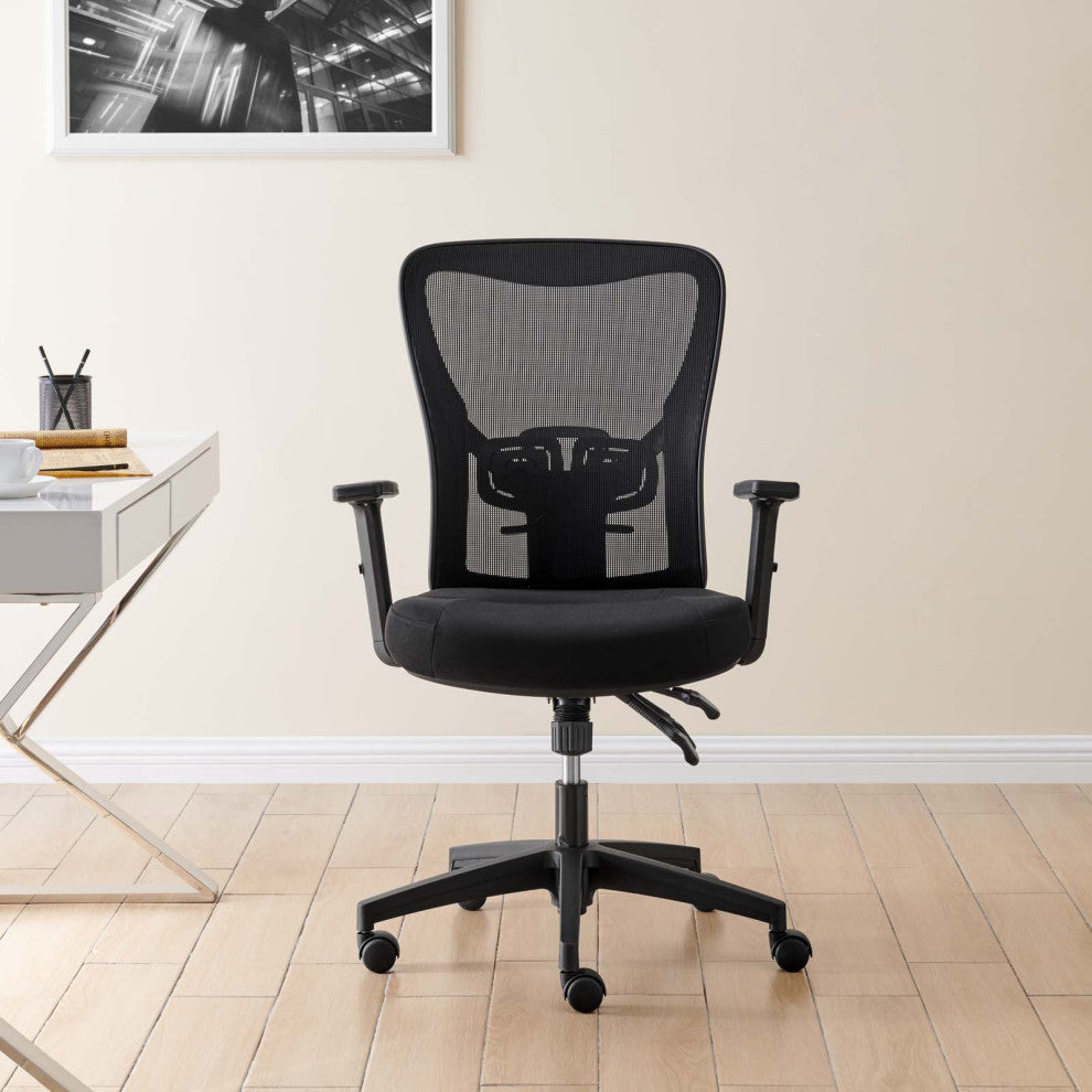 Computer Work Desk Chair, Fabric, Black, Modern, Home Business Office Furniture