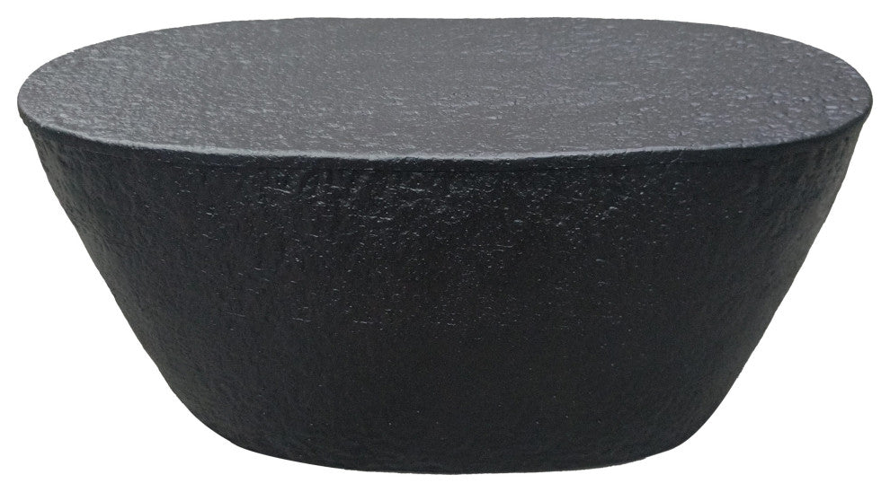 Josi 36" Coffee Table Hammered Design Matte Black Aluminum Frame