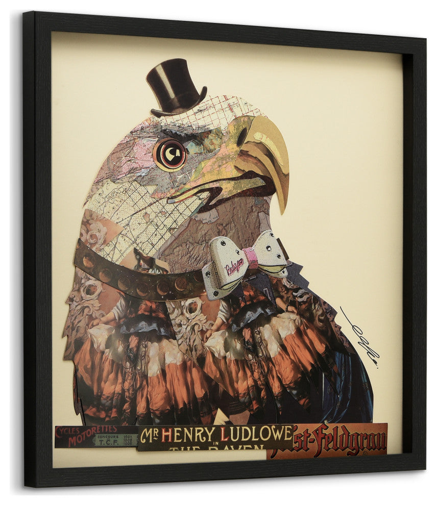 American Eagle Dimensional Handmade Collage Wall Art Framed Under Glass