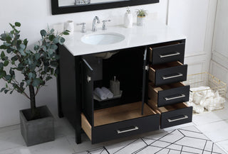Iris 42" Single Bathroom Vanity, Black With Backsplash
