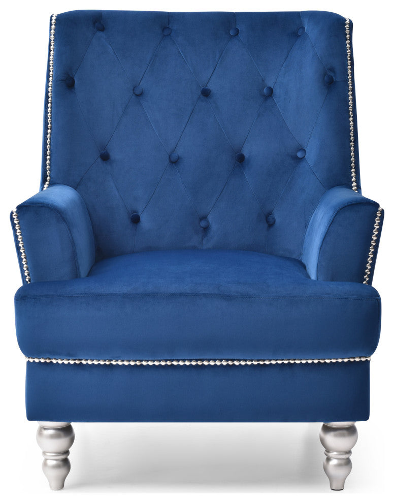 Pamona Navy Blue Velvet Chair