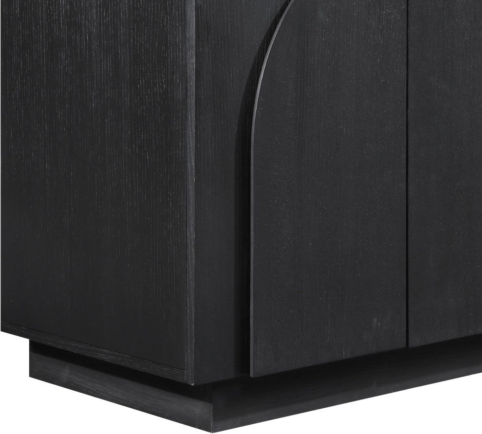 Navona Oak Veneer Sideboards / Buffet, Black, 3pc