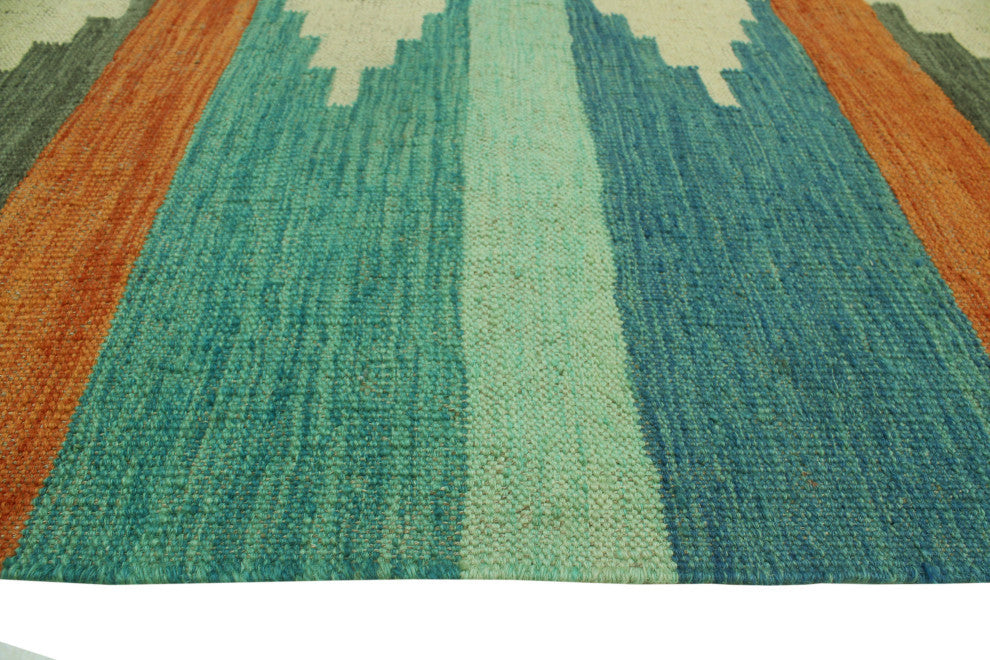 Winchester Kilim Zainnah Gray/Turquoise Rug, 3'11x5'10