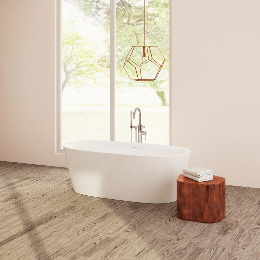 Perlato Lucca Freestanding Soaking Tub, White, 67"