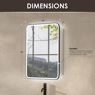 Ostaria Surface-Mount/Reccessed LED Lighted Bathroom Medicine Cabinet, 24"