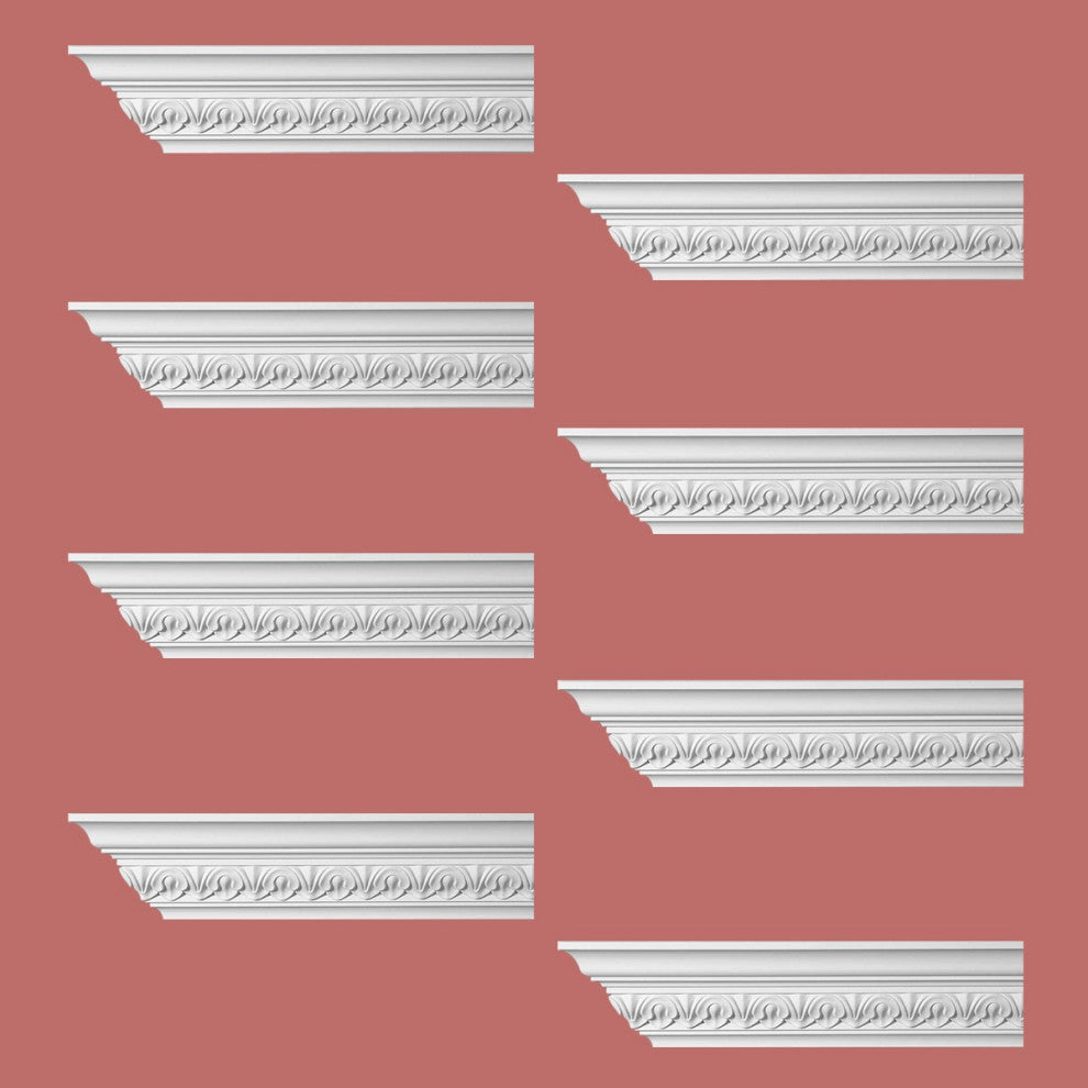 Ornate Cornice White Urethane Chaville Design 8 Pieces Totaling 768" Length