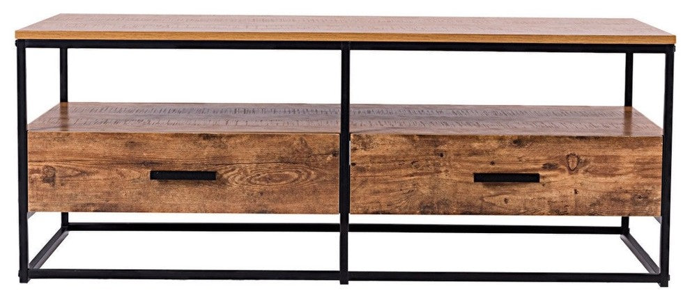 2-Tier Cocktail 2 Drawer Coffee Table Metal Desk