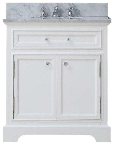 Derby White Bathroom Vanity, Pure White, 24" Wide, No Mirror, No Faucet