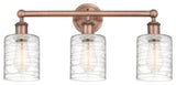 Edison Cobbleskill-3 Lt 23"Bath Vanity Lt-Antique Copper Finish-Deco Swirl Shade