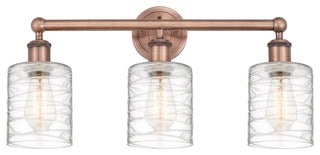 Edison Cobbleskill-3 Lt 23"Bath Vanity Lt-Antique Copper Finish-Deco Swirl Shade