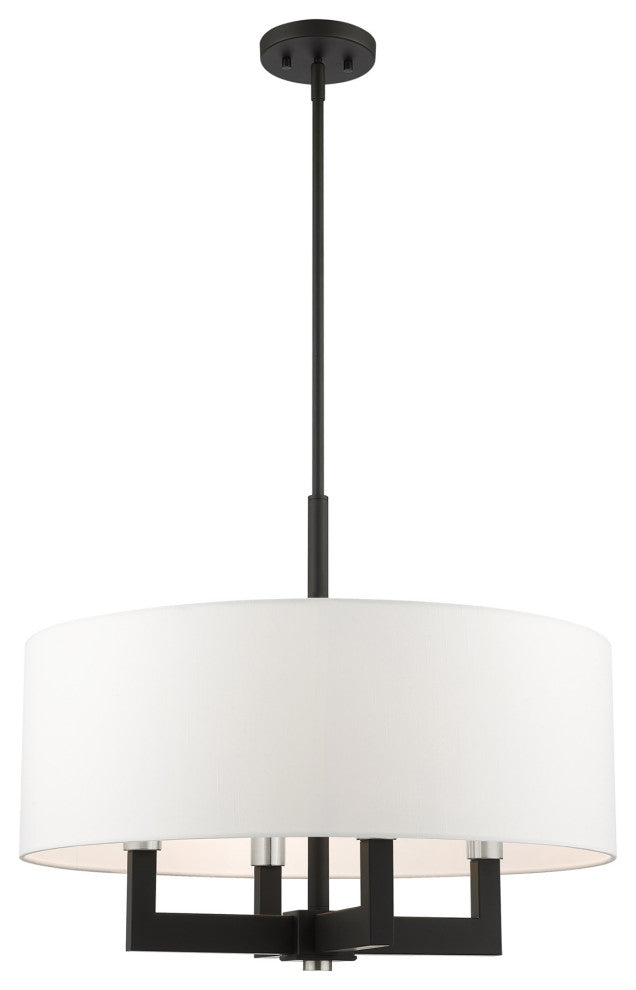 Livex Lighting Cresthaven 4 Light Black With Brushed Nickel Accents Chandelier