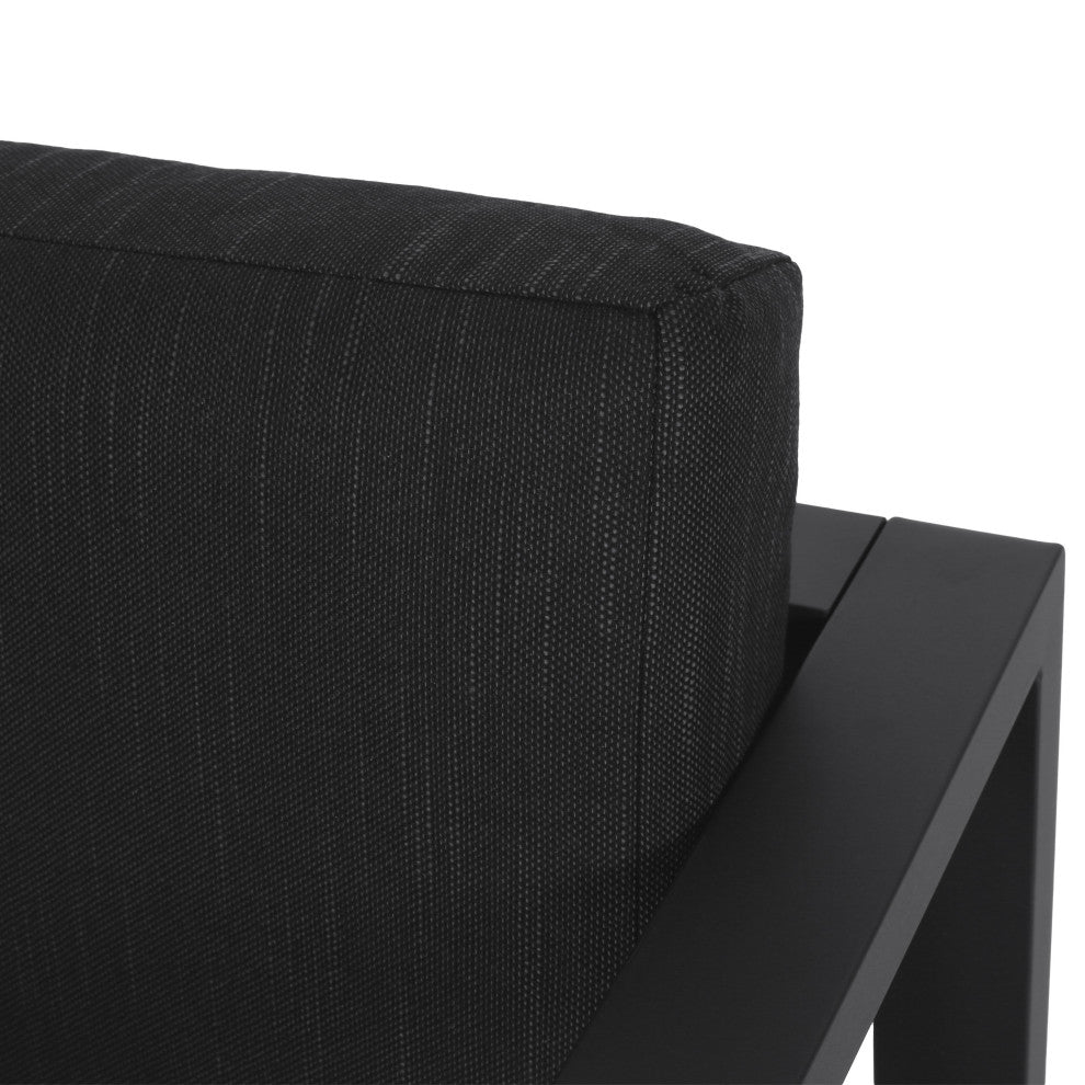 Noah Outdoor Aluminum Club Chair With Cushions, Black + Dark Gray, Set of 2