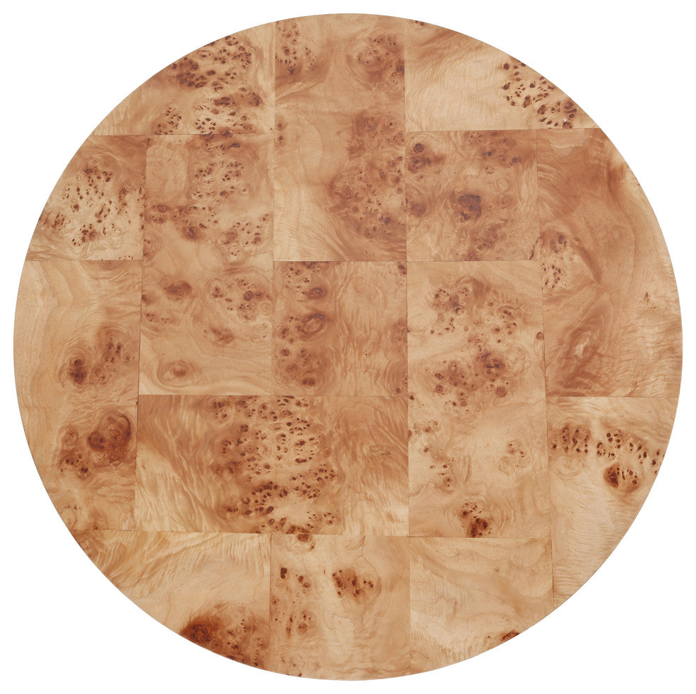 Arsenio Burl Wood Round Table, Natural Burl, Coffee Table