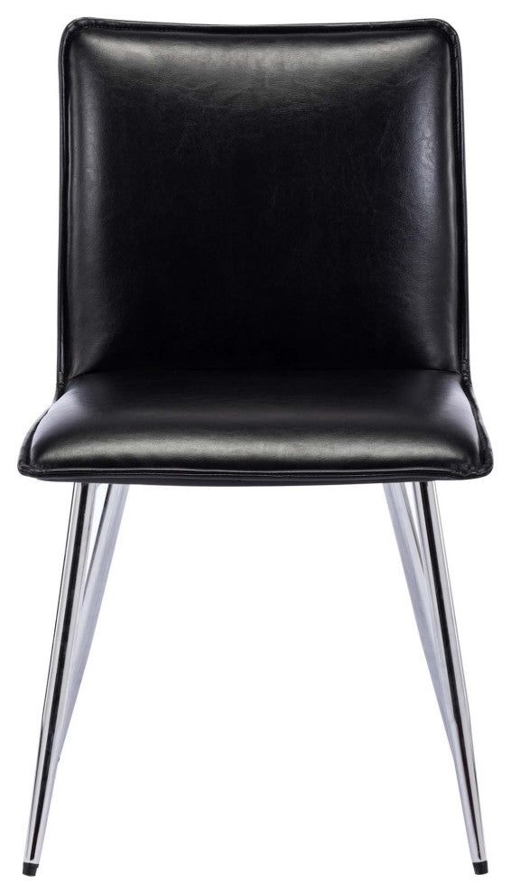 Set of 4 Minimalist Faux Leather Side Chairs for Dining Room, Black