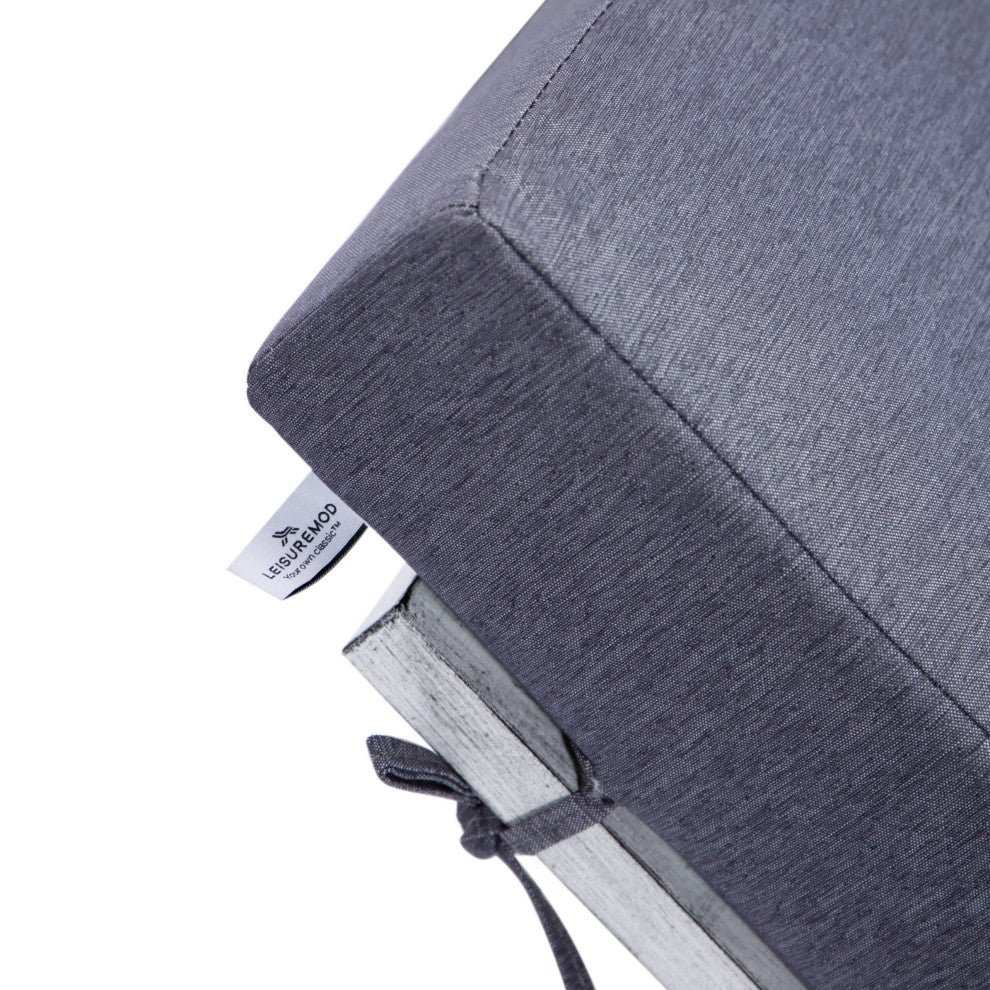 LeisureMod Chelsea Weathered Gray Chaise Lounge and Side Table, Blue