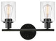 2-Light Vanity Lighting Fixtures Black Glass Modern Wall Sconce Fixture